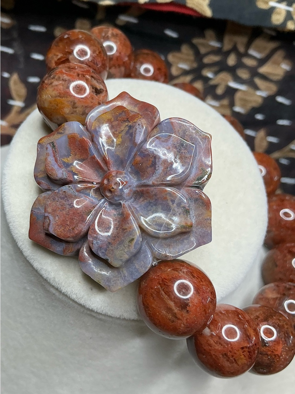 Red Phantom Quartz 14mm with OJ Flower Carving